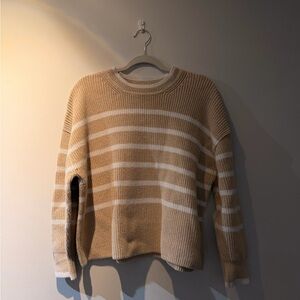 Banana Republic Tan and Cream Striped Sweater